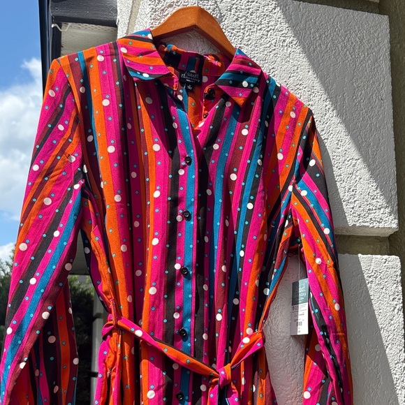 Abbott Elementary Vibrant Long Sleeve Dress with Tie Waist NWT - Picture 4 of 8